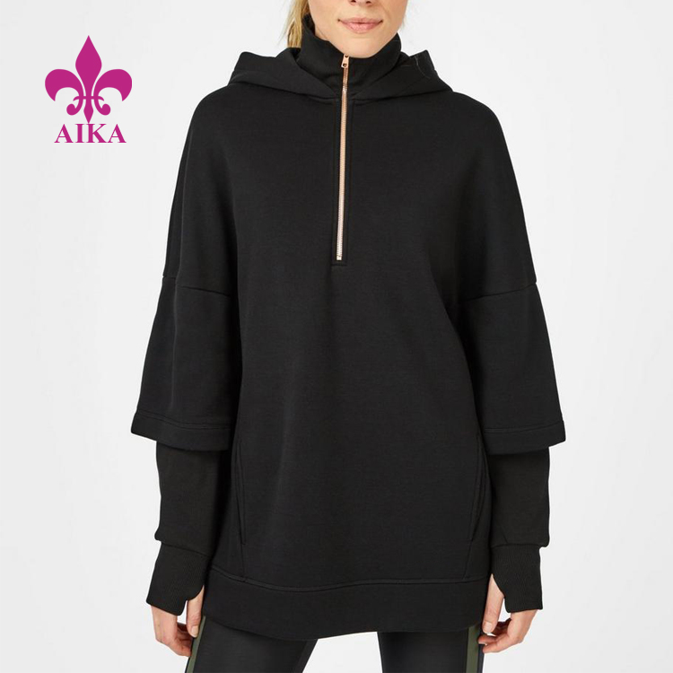Top Suppliers Sports Clothes Manufacuturer - 2020 Must Have Fashion Custom Design High Neck Zip Oversize Slim Women Sports Hoodie – AIKA