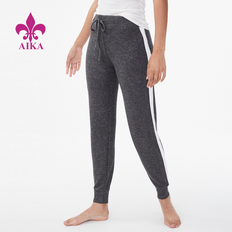 Custom 100% Cotton Comfortable Durable Sporty Stripe Running Yoga Women Sweat Pants