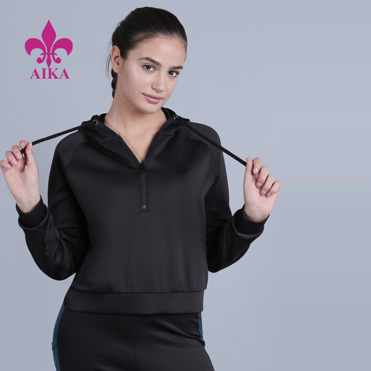 High quality  short length hooded  women’s casual and comfortable fitness gym running hoodies