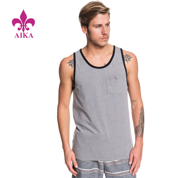 Low MOQ for Plain Pants - Sportswear Product Type Custom Modern Fit Slimmer Cut Chest Pocket Plain Men Tank – AIKA