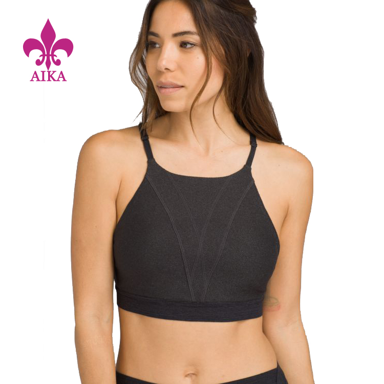 OEM fashionable fitness nylon spandex activewear elastic band straps gym simple yoga bra for women
