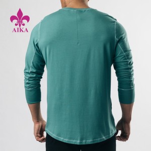 Hot Selling for Gym t shirt – Custom SportsTraining Wear Cotton Long Sleeve Gym Plain OEM T Shirt For Men – AIKA