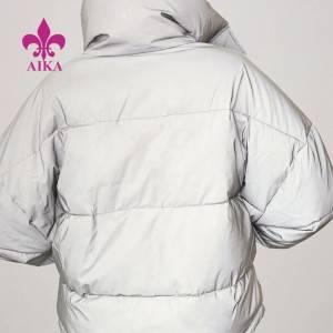 Must Have Custom Winter Clothing Warm Crop Top Reflective Puffer Down Jacket for Women