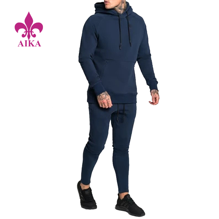 Bottom price Fashion Jogger - Best Quality Sports Wear Zipper Pockets Design Navy Color Gym Tracksuits Clothing For Men – AIKA