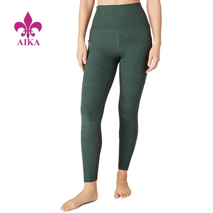 Bottom price Wholesale Tracksuits - Custom High Waist Four way stretch yoga sports gym legging with mesh pock – AIKA