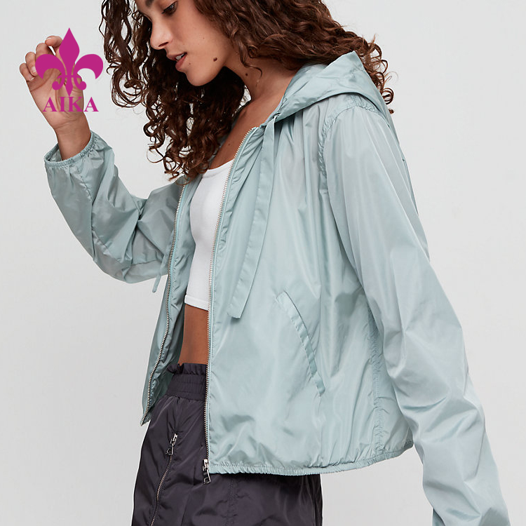 New apparel customized logo ladies solid lightweight windbreaker active wear regular fit jacket