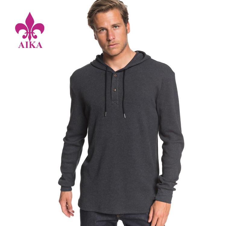 Best quality Men Sportswear Clothing - Cheap Wholesale Custom Jersey Waffle Knit Long Sleeve Hooded Top Men Sports Hoodie – AIKA