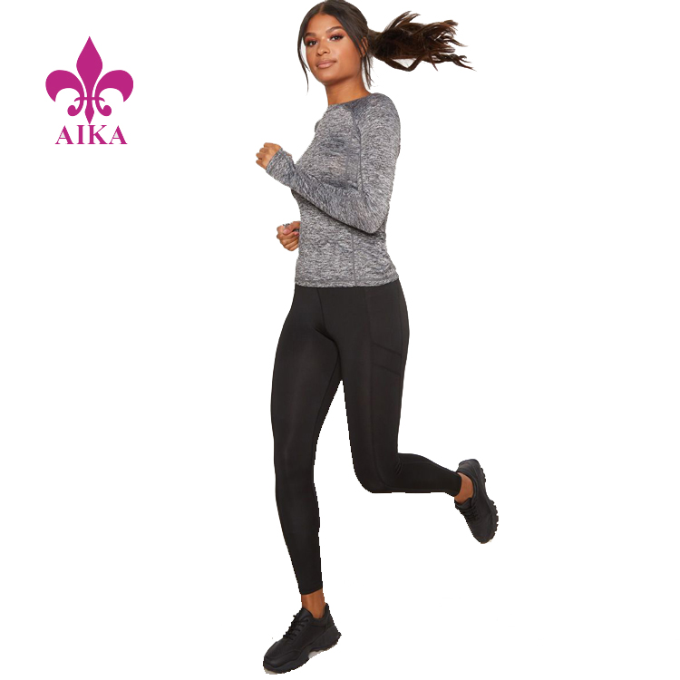 Wholesale Seamless Leggings - Latest Custom Quick Drying Sexy Slim Fit Long Sleeve Gym Yoga Top Women T-shirt – AIKA
