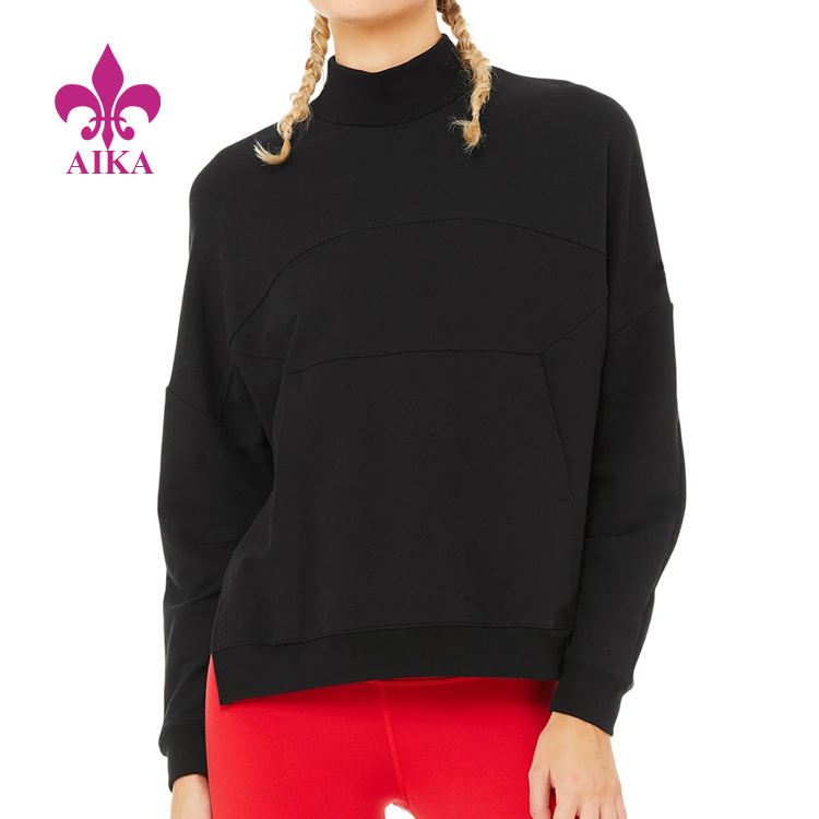 Renewable Design for Yoga Bra Supplier - Basic Fashion Design Super Soft Fleece Hidden Kangaroo Pocket Women Sports Sweatshirt – AIKA