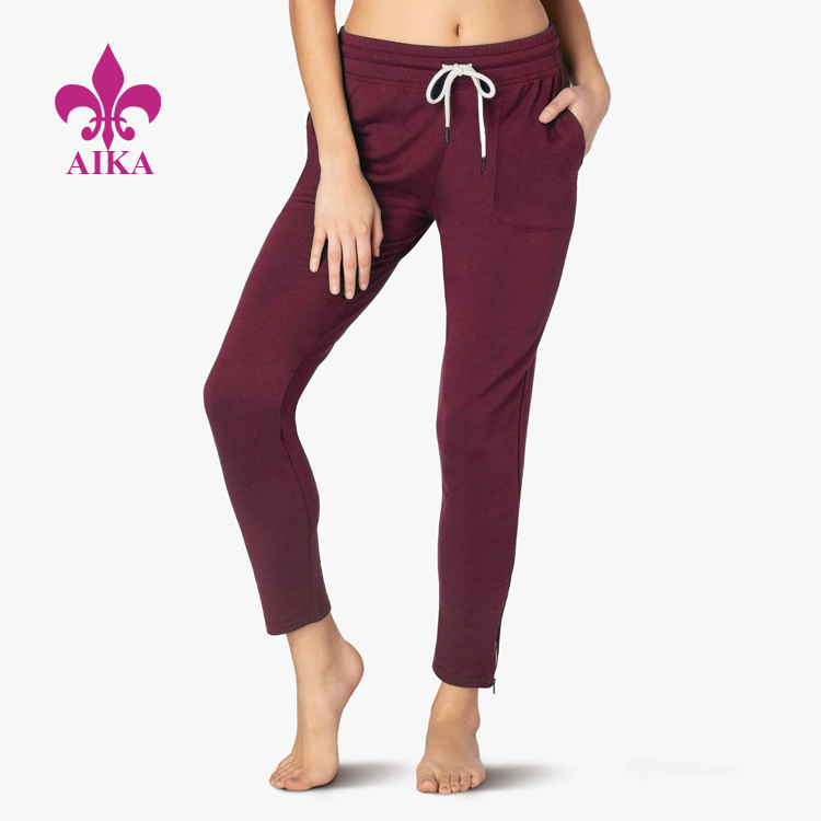 Chinese Professional Leggings Manufacturer - Fashion Design Ladies Sports Wear Slim Fit Stripe Tape Zipper Gym Yoga Sweatpants – AIKA