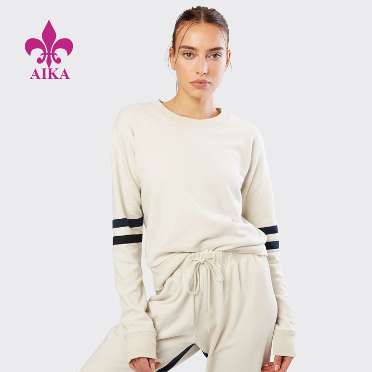 High Quality Custom Women Sports Wear Relaxed fit Pullover French Terry  Basic Sweatshirt
