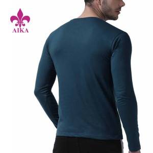 OEM Custom Silk Screen Printing Logo Men’s Training Running Gym V Neck Long Sleeves T Shirts
