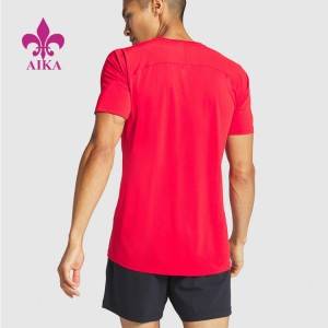 Wholesale Custom Spandex Muscle Quick Dry Logo Printing Blank Red Gym T Shirt For Men