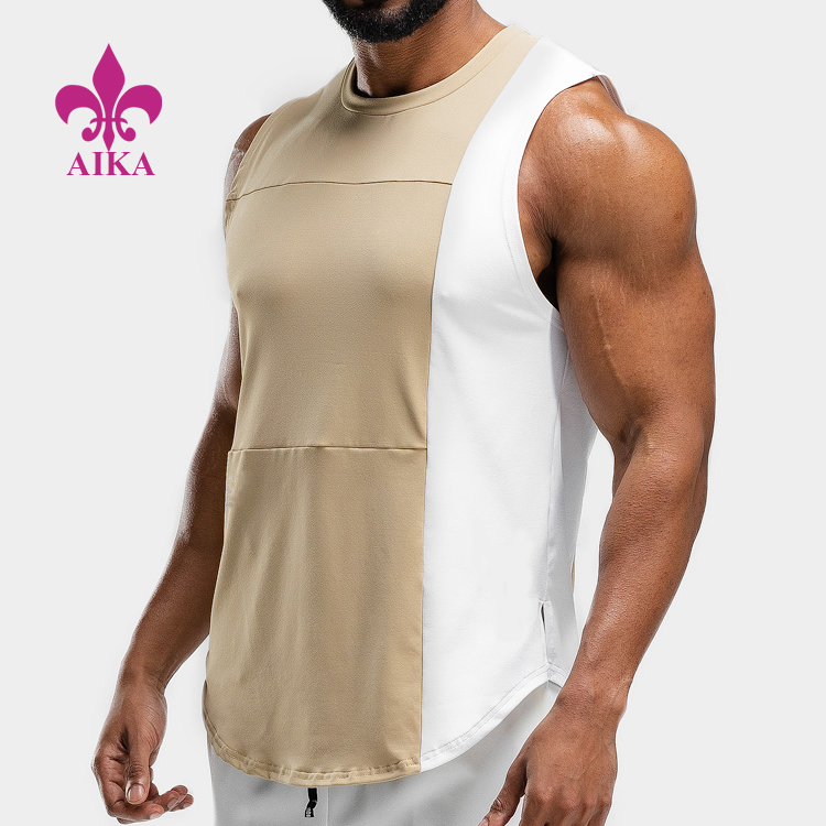 Trending Products Fashion Suits - Wholesale Mens Fitness Simple Sports Gym Color Contrast Musular Tank Tops In Bulk – AIKA