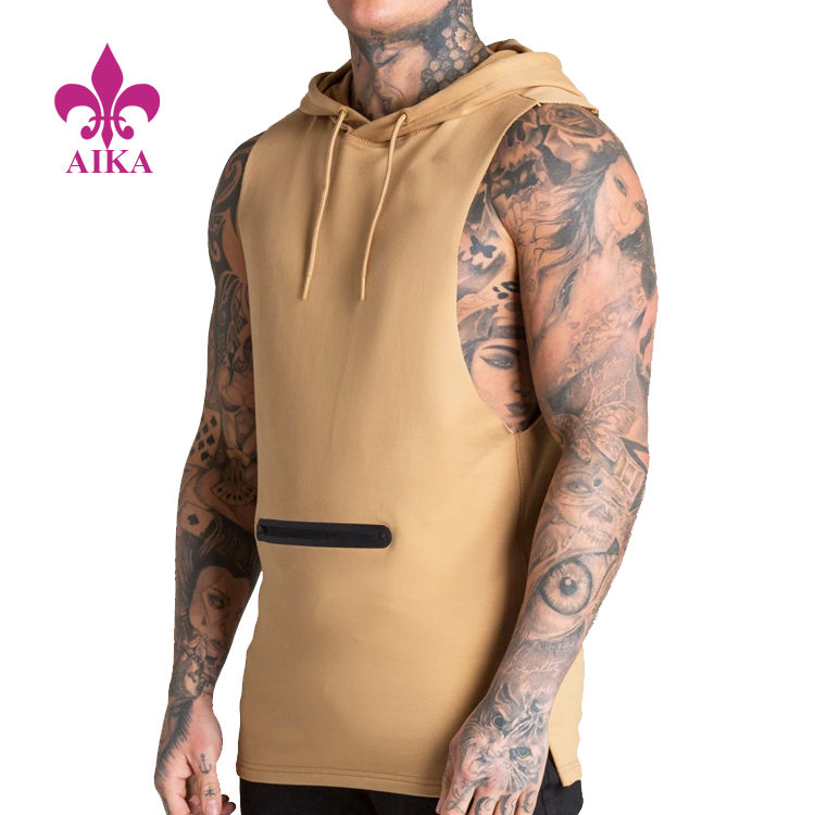 New Sleeveless Hoodies Design For Mens Wear Fitness Running Compression Tank TopWith Hood