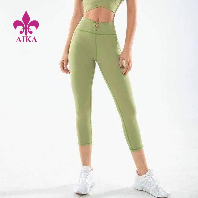 Free sample for Yoga T Shirts - Wholesale custom 7/8 length pantyhose workout compression women yoga gym tights  – AIKA