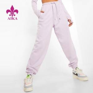 High Quality Oem Sportswear Supplier - Best Selling Active Wear Drawstring Waist Women 100 Cotton Oversized Jogger Pants With Zipper Pocket – AIKA