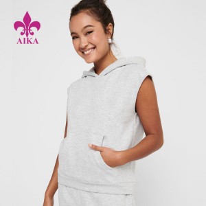Cheap PriceList for Women Sport Shirts - OEM Custom  Athletic Wear Sleeveless Plain Cotton Pullover Hoodie for Women – AIKA