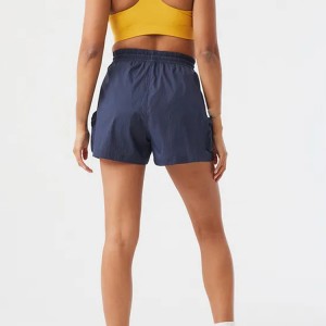 100% Polyester Drawstring Waist Custom Logo Windbreaker Gym Running Shorts For Women