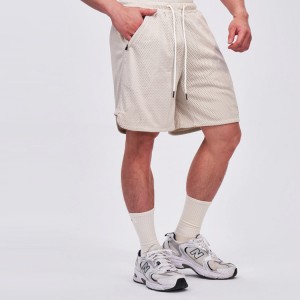 Basketball Shorts Mesh Fabric Drawstring Waist Men Polyester Athletic Shorts