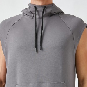 Wholesale Custom Logo Men Workout Plain Pullover Blank Sleeveless Hoodies