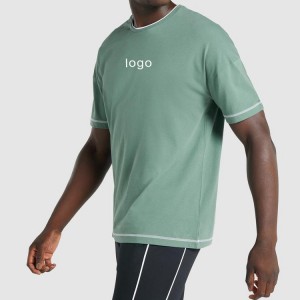 Contrast Stitching Gym Cotton Blank Fitness Streetwear Custom Logo Design T shirts For Men