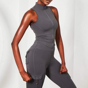 Best Sale Custom Logo Women Fitness Plain Full Zip Up Blank Gym Tank Tops