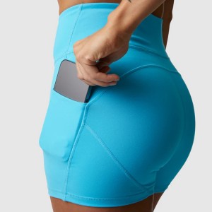 China Factory Custom High Waist Sports Booty Yoga Shorts With Pocket For Women