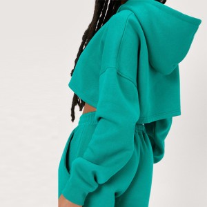 OEM Fitness Custom Logo Fleece Cotton Essentials Drawstring Women Blank Crop Hoodies