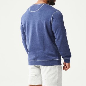 Wholesale Contrast Stitching Crew Neck Jumper Custom Men Plain Gym Sweatshirts