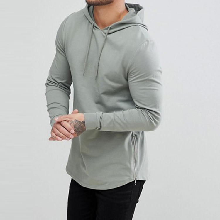 OEM/ODM Supplier Fitness T Shirts -  Cheap Price Soft Cotton Bottom Side Zipper Plain Pullovers Workout Blank Hoodies For Men – AIKA