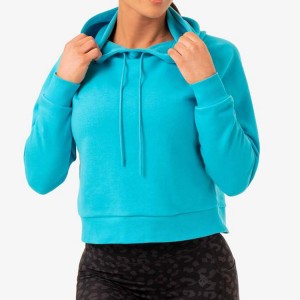 Top Sell Gym Active Custom Workout Soft Cotton Plain Crop Blank Hoodie For Women