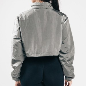 Light Weight Custom 100% Polyester Quarter Zipper Crop Pullover Windbreaker Jacket For Women