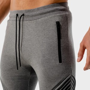New Design Statement Ribbed Slim Fit Zipper Pocket Joggers Men Custom Athletic Sweat Pants