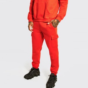 Best Selling Embroidery Logo Cargo Pocket Blank Crew Neck 2 Pieces Sweatsuit Set For Men