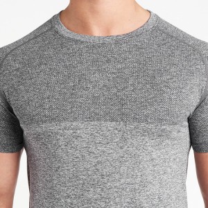 Wholesale Nylon Spandex Bodybuilding Slim Fit Gym Seamless T Shirts Custom Logo For Men