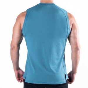 Wholesale Workout Blank Muscle Fit High Neck Cotton Gym Tank Tops Custom Logo For Men