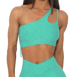 High Stretch Custom Cut Out Back Adjustable Strap Women One Shoulder Sports Yoga Bra