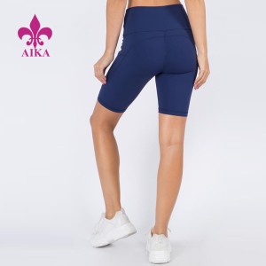 Wholesale Custom Stretchable High Waist Classic Yoga Biker Shorts With Pockets For Women