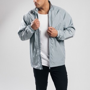Customized Design Printing 100%Polyester Full Zip Up Windbreaker Sports Jacket for Men
