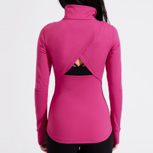 Wholesale Back Hollow Out Custom Slim Fit Full Zipper Workout Gym Jacket For Women