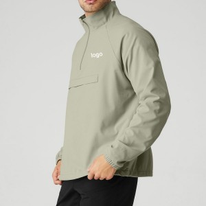 100%Polyester Custom Front 1/4 Zipper Gym Sports Windbreaker Jacket For Men