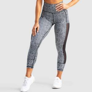Wholesale Custom sublimated Speckle Printing High Waist Yoga Legging Pants Mesh Panel With Side Pockets