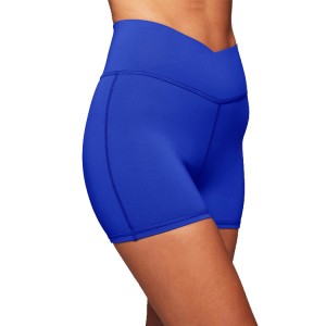 Wholesale Sweat Wicking V Cross High Waist Yoga Gym Biker Shorts For Women