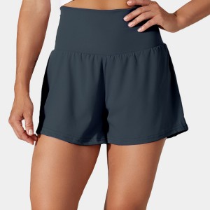 OEM Wholesale Polyester Breathable Waistband Pocket 2 in 1 Yoga Gym Shorts For Women