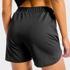 Best Sell Custom Logo Polyester Mesh Fabric Elastic Waist Women 2 In 1 Sports Gym Shorts