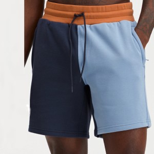 High Quality Drawstring Waist Contrast Color Street Workout Men Cotton Sweat Shorts