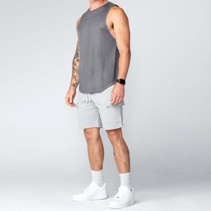 Hot Sale Drawstring Waist Workout Sports Cargo Pocket Sweat Cotton Shorts For Men