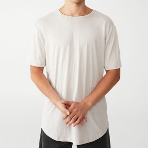 Summer Custom Cheap Price OEM Mens Crew Neck Blank Scooped Hem Workout Gym T Shirt