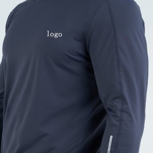 Custom High Quality Cool Dry Polyester Reflective Strip Men Long Sleeve Gym T Shirts